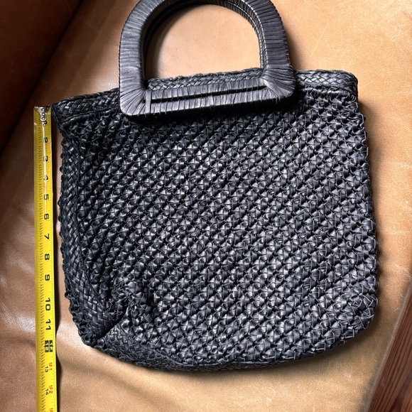 Genuine soft Leather woven black bohemian bag designer handmade vintage vibes - Picture 14 of 17